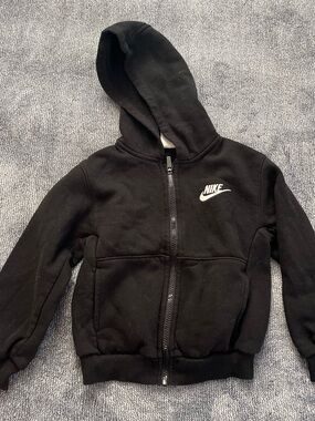Nike Black Kids Full-Zip Hoodie with White Logo